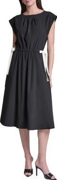 BCBG Bow Crepe Midi Dress