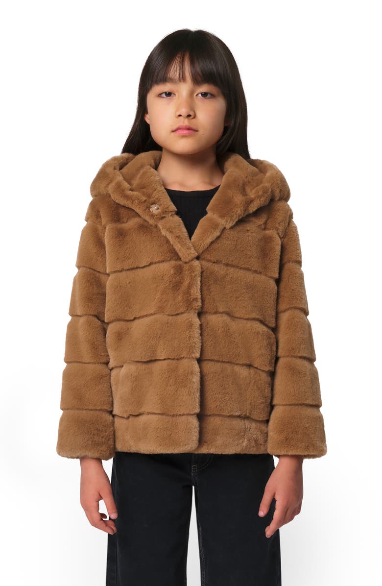 Apparis Kids' Goldy Recycled Polyester Pluche<sup>™</sup> Faux Fur Coat, Alternate, color, Camel