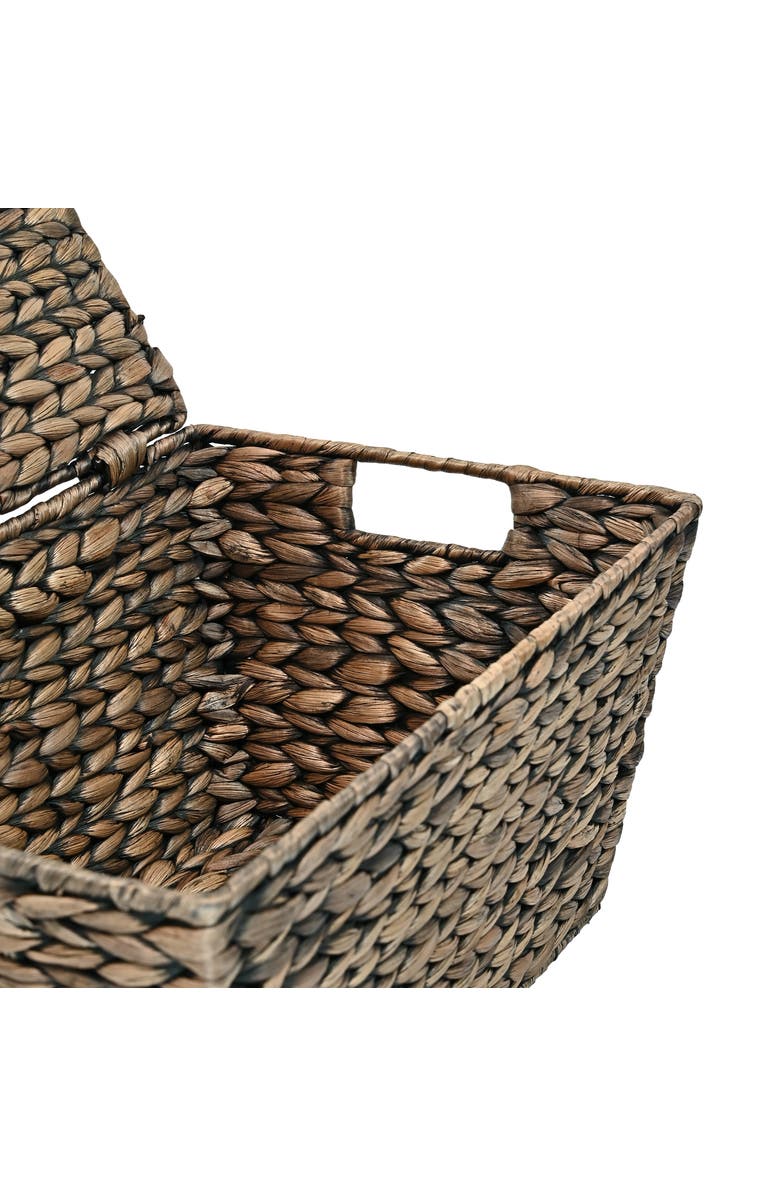 HAPPIMESS Wilder Classic Farmhouse Woven Hyacinth Rectangular Storage Baskets with Lids and Handles, Alternate, color, Brown