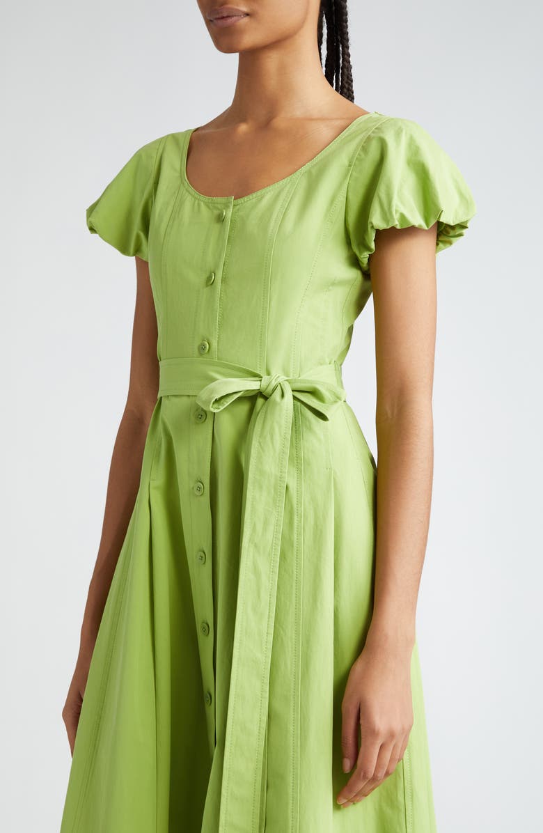 Ulla Johnson Rhea Tie Waist Puff Sleeve Midi Dress, Alternate, color, 