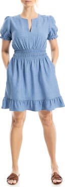 MAX STUDIO Puff Sleeve Fit & Flare Dress