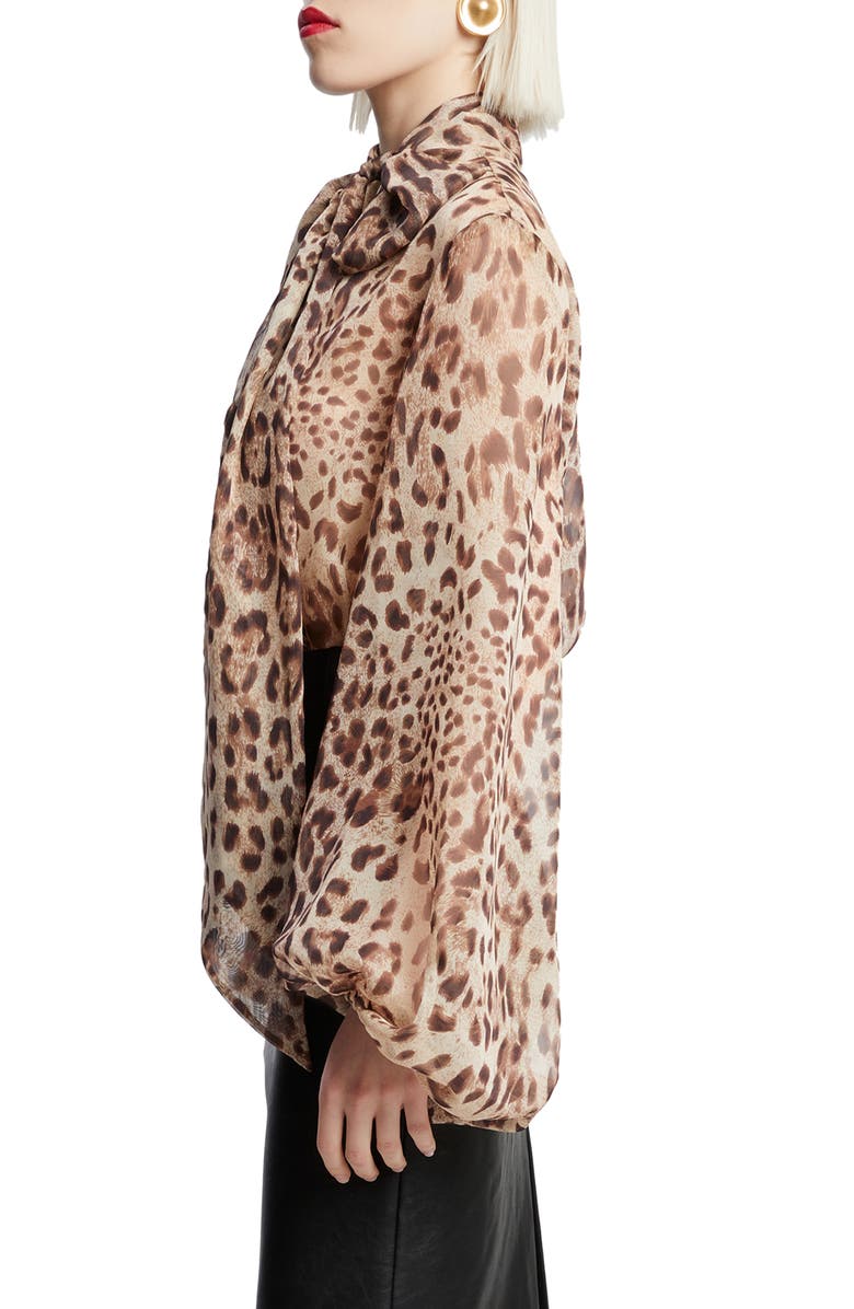 Bardot Solace Leopard Print Tie Front Shirt, Alternate, color, 
