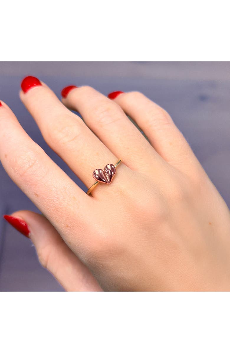 The Lovery Fine Jewelry Asymmetrical Gold Heart Ring, Alternate, color, Two Tone Gold