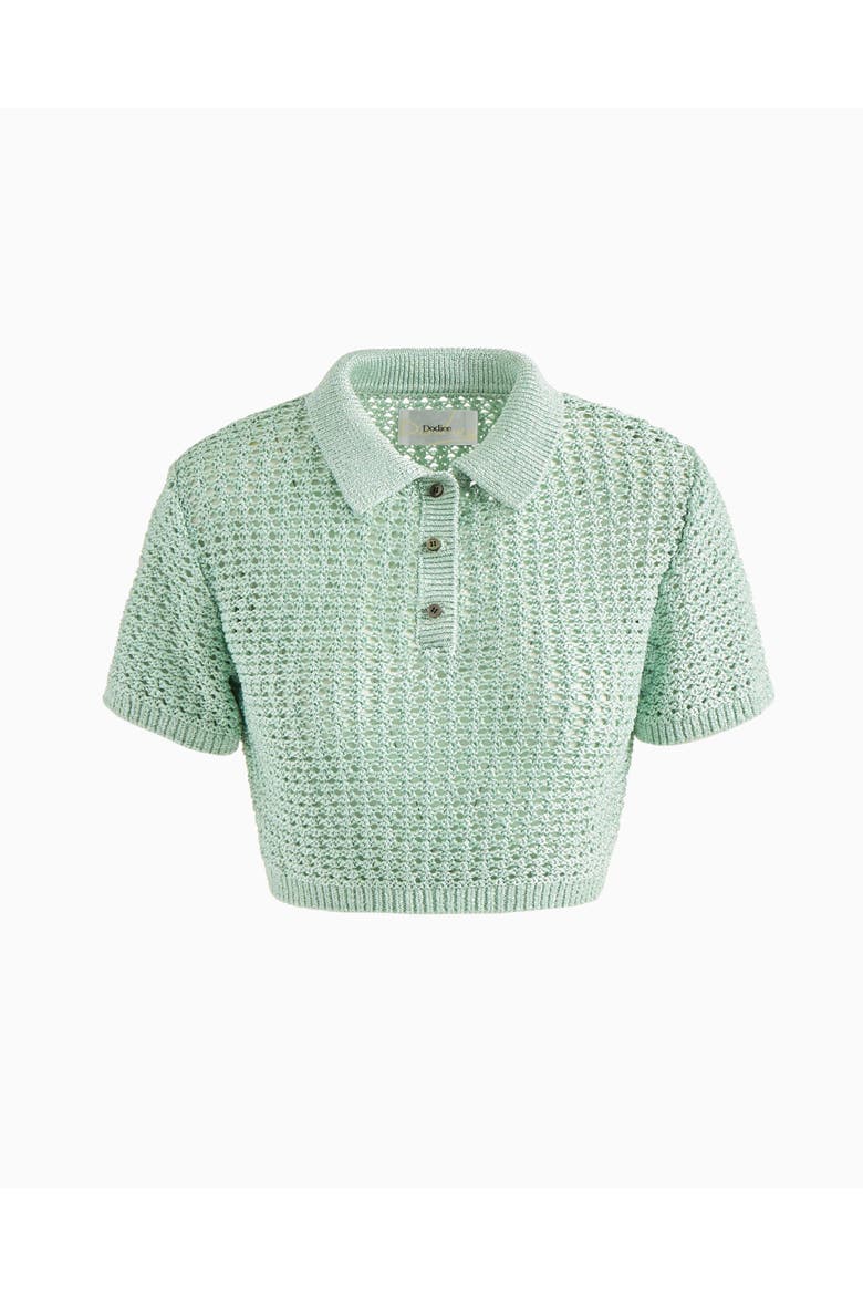 Adalyn crochet polo, Alternate, color, Misty Jade