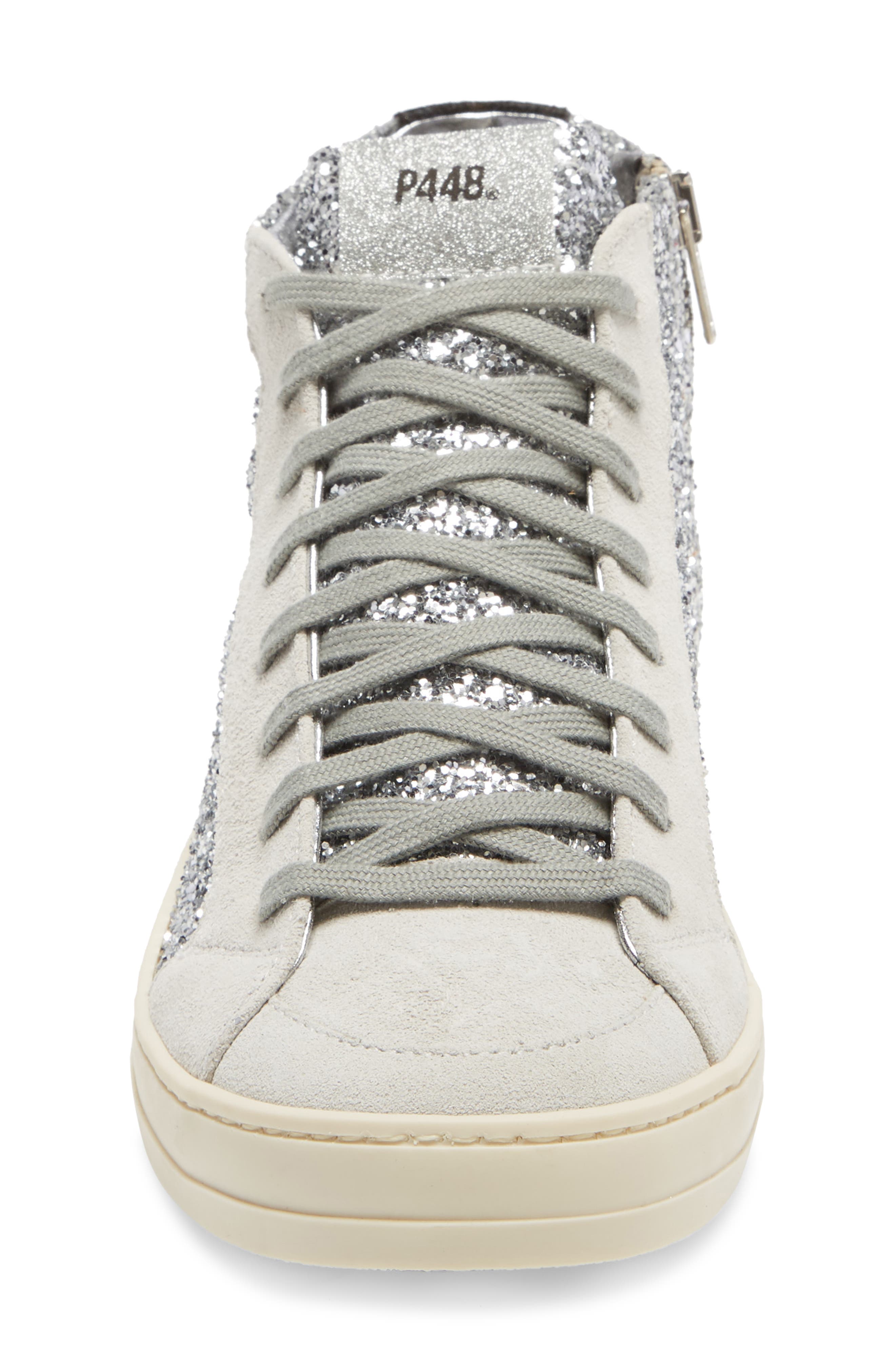 Skate Glitter High Top Sneaker, Alternate, color, SILVER GLITTER/ LEOPARD