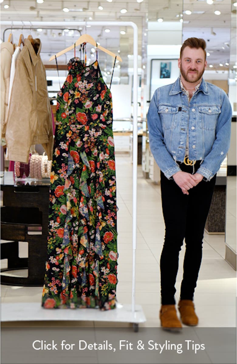 Floral Halter Neck Gown, sales video thumbnail