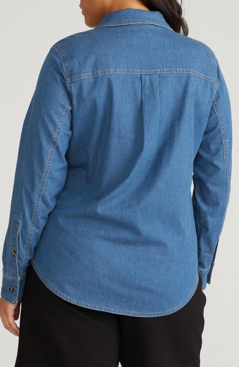 Universal Standard Chambray Button-Up Shirt, Alternate, color, Orion Blue