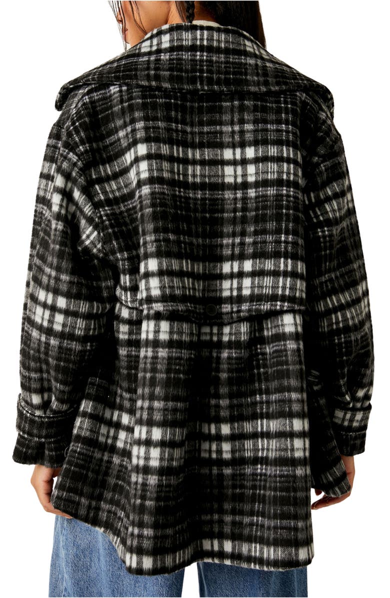 Free People Highlands Plaid Double Breasted Peacoat, Alternate, color, 