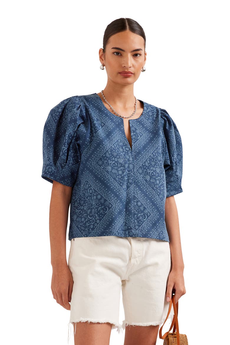 Print Puff Shoulder Top, Alternate, color, PRINT