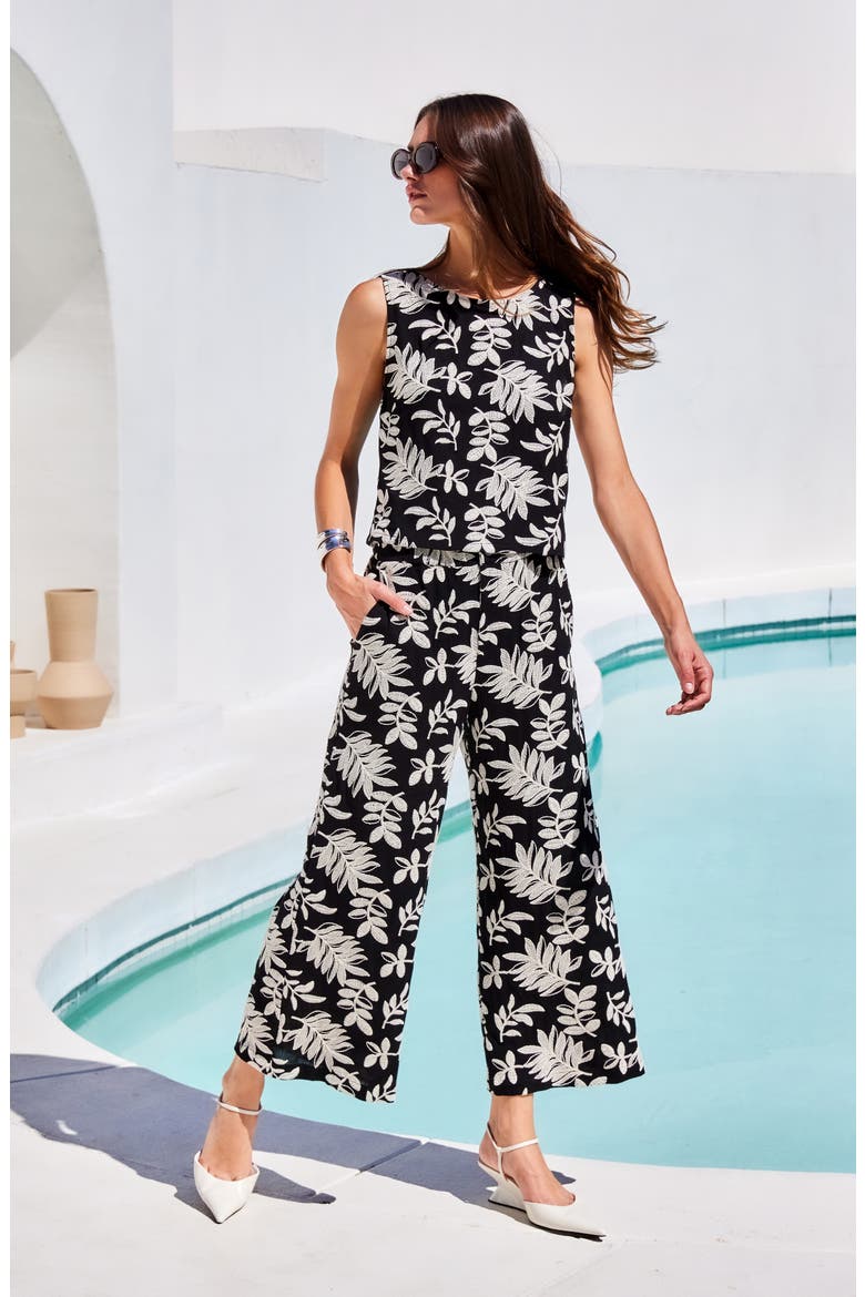 Rylie Embroidered Crop Pants, Alternate, color, BLACK