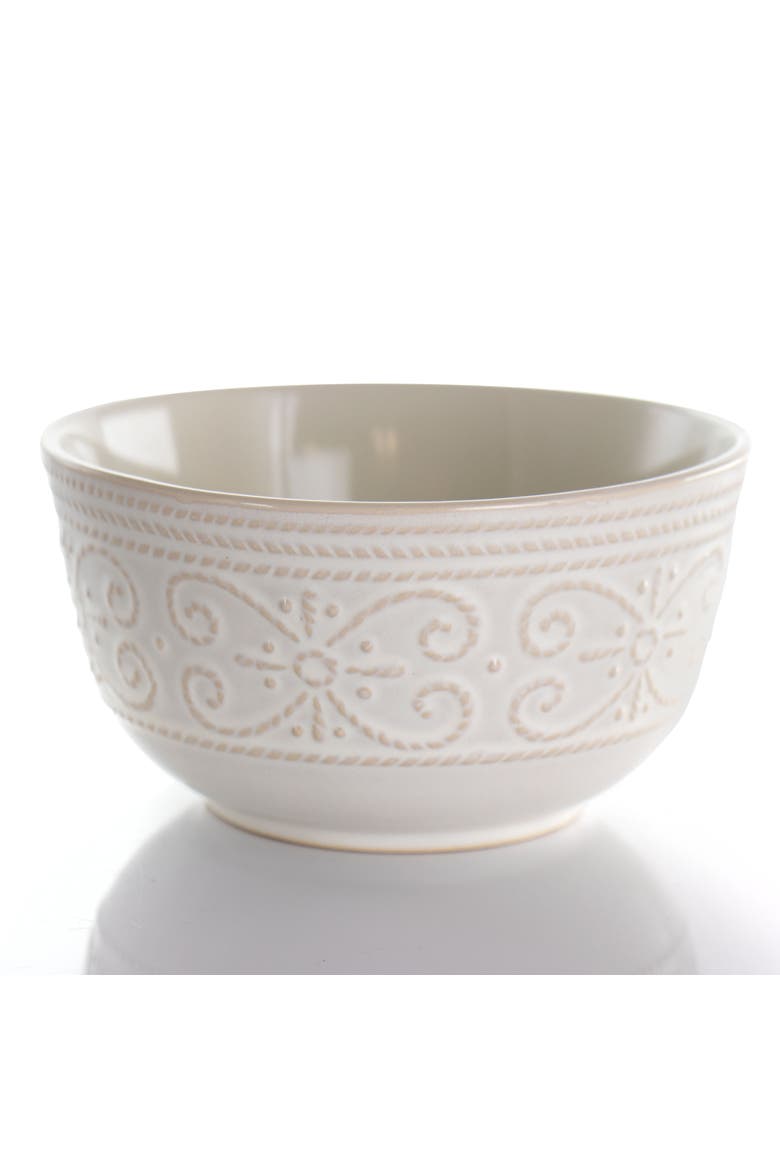 Luna 16 Piece Scalloped Stoneware Dinnerware Set, Alternate, color, White
