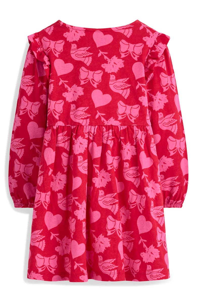 Mini Boden Kids' Print Cotton Jersey Dress, Alternate, color, Rockabilly Red Festive Fun