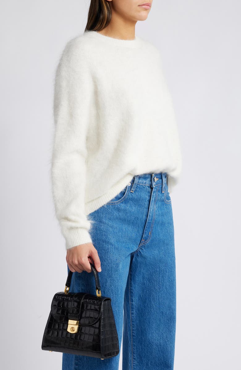 Veronica Beard Crest Croc Embossed Leather Top Handle Bag, Alternate, color,