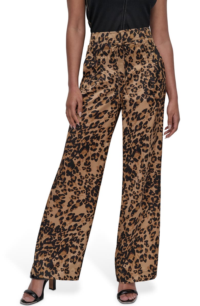 DKNY Print Drawstring Wide Leg Pants, Main, color,