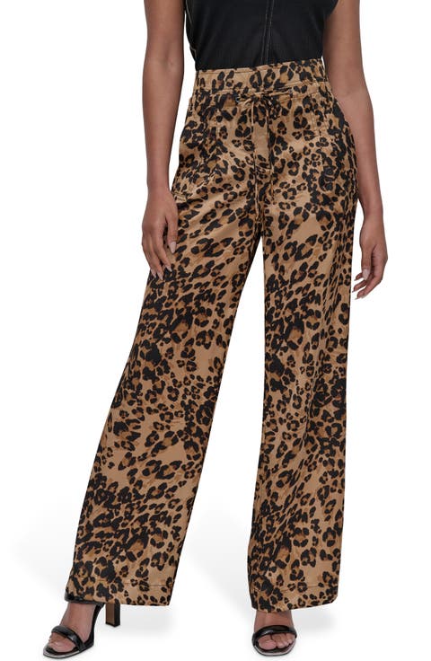 Print Drawstring Wide Leg Pants