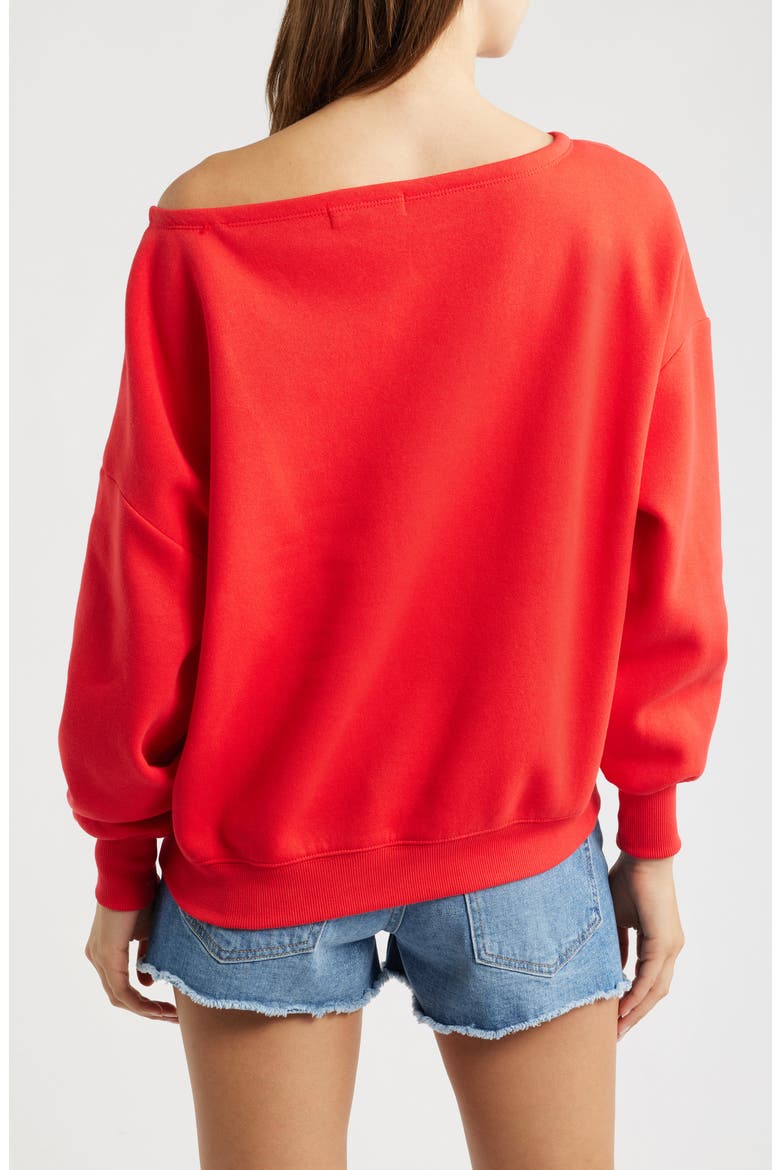 Tailgate Off the Shoulder Embroidered Sweatshirt, Alternate, color, RED