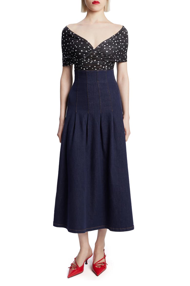 Zeta Denim Midi Skirt, Alternate, color, DARK DENIM
