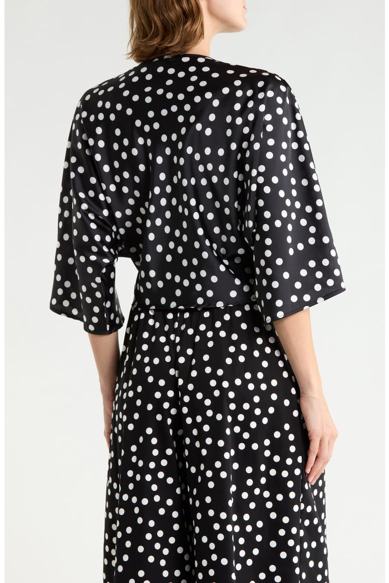 Polka Dot Front Twist Top, Alternate, color, BLACK