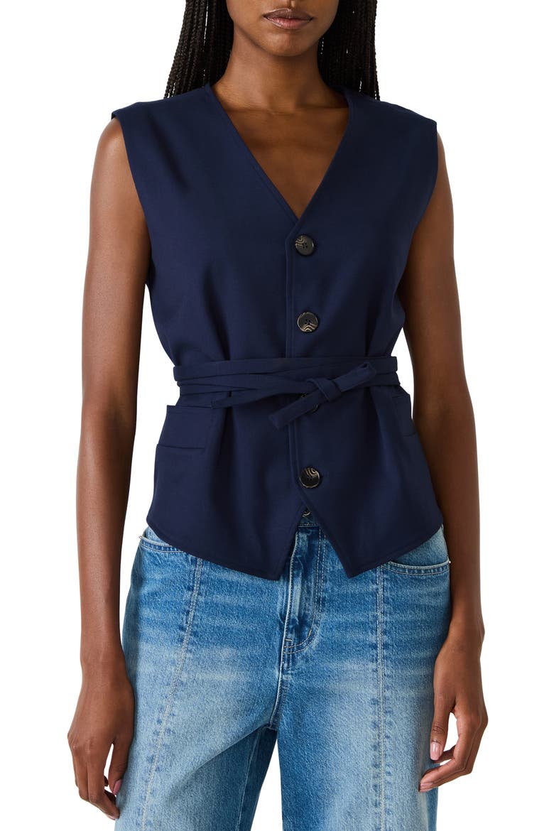 Felicia Belted Vest, Main, color, MARINE