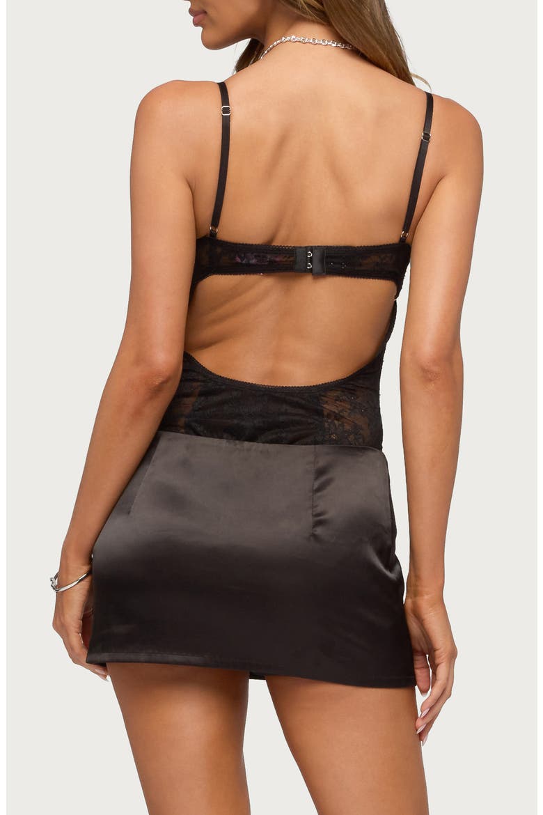 Carinna Lace Back Cutout Bodysuit, Alternate, color, BLACK
