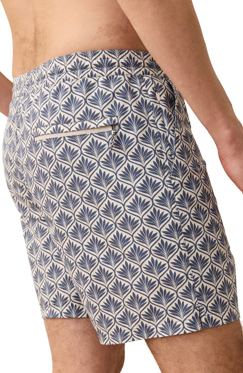 Marine Layer Leaf Print 6-Inch Lined Hybrid Swim Trunks, Alternate, color, India Ink Agave Print