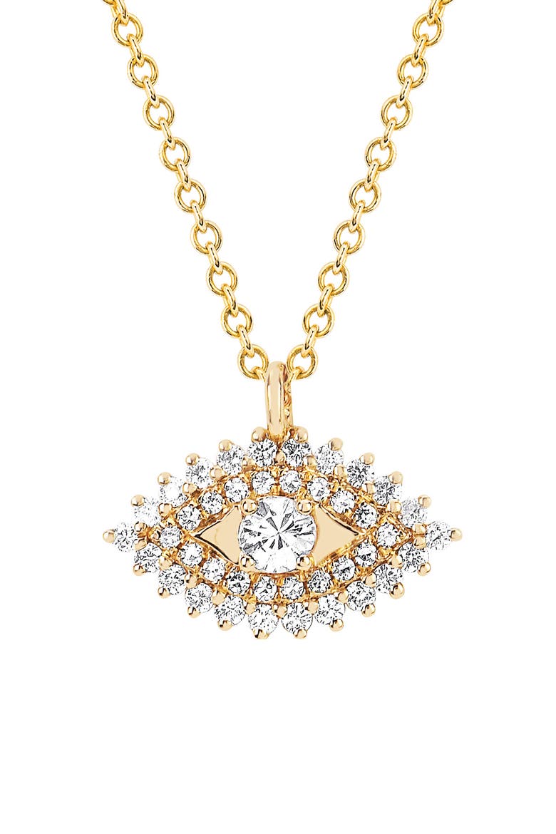 Diamond Evil Eye Pendant Necklace, Main, color, YELLOW GOLD