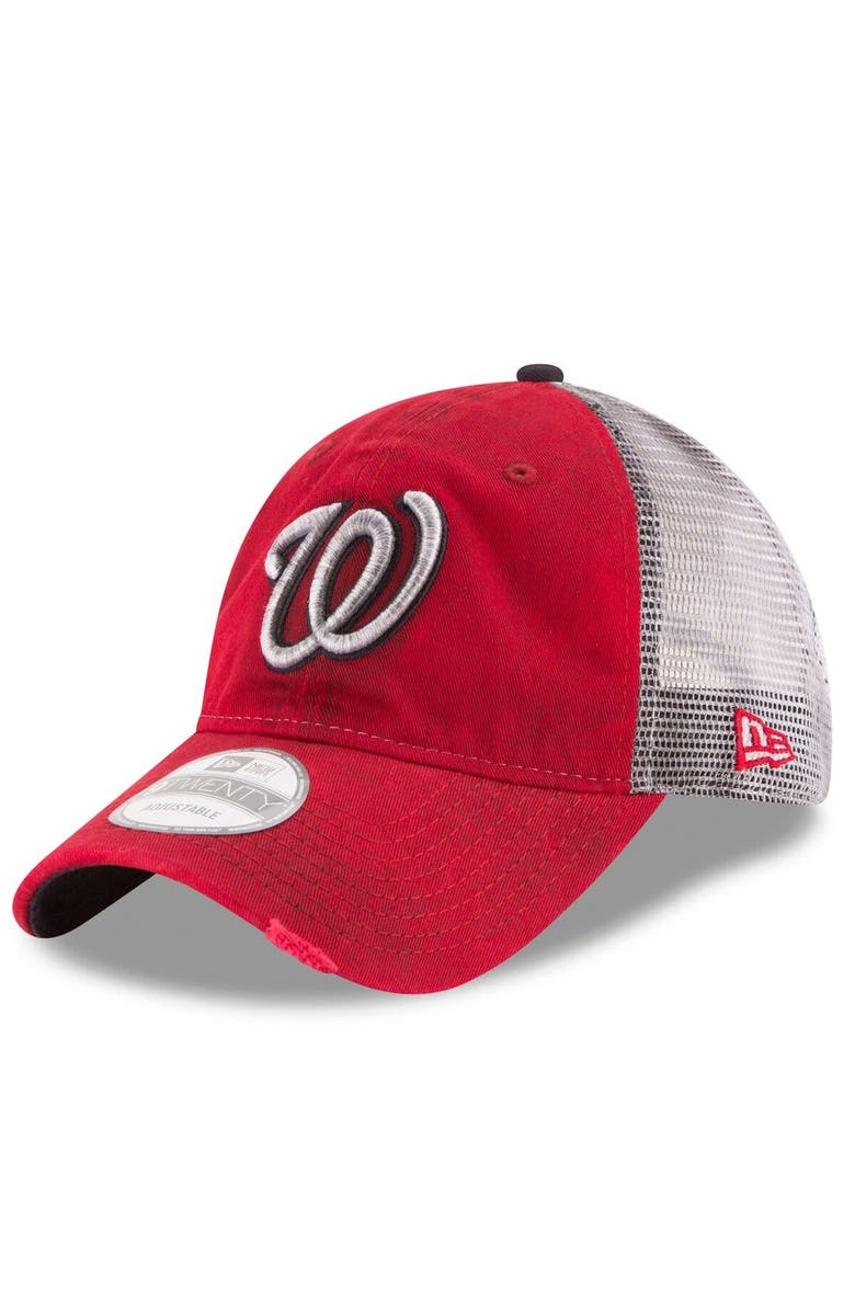 New Era Men's New Era Red Washington Nationals Team Rustic 9TWENTY Trucker Adjustable Hat, Main, color, Red
