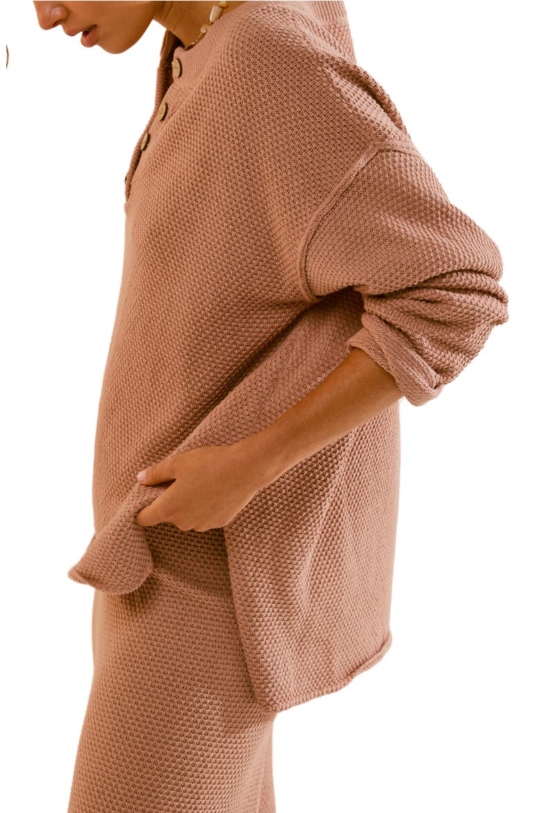 free-est Hailee Waffle Stitch Long Sleeve Top & Wide Leg Pants Knit Set, Alternate, color, TUSCANY