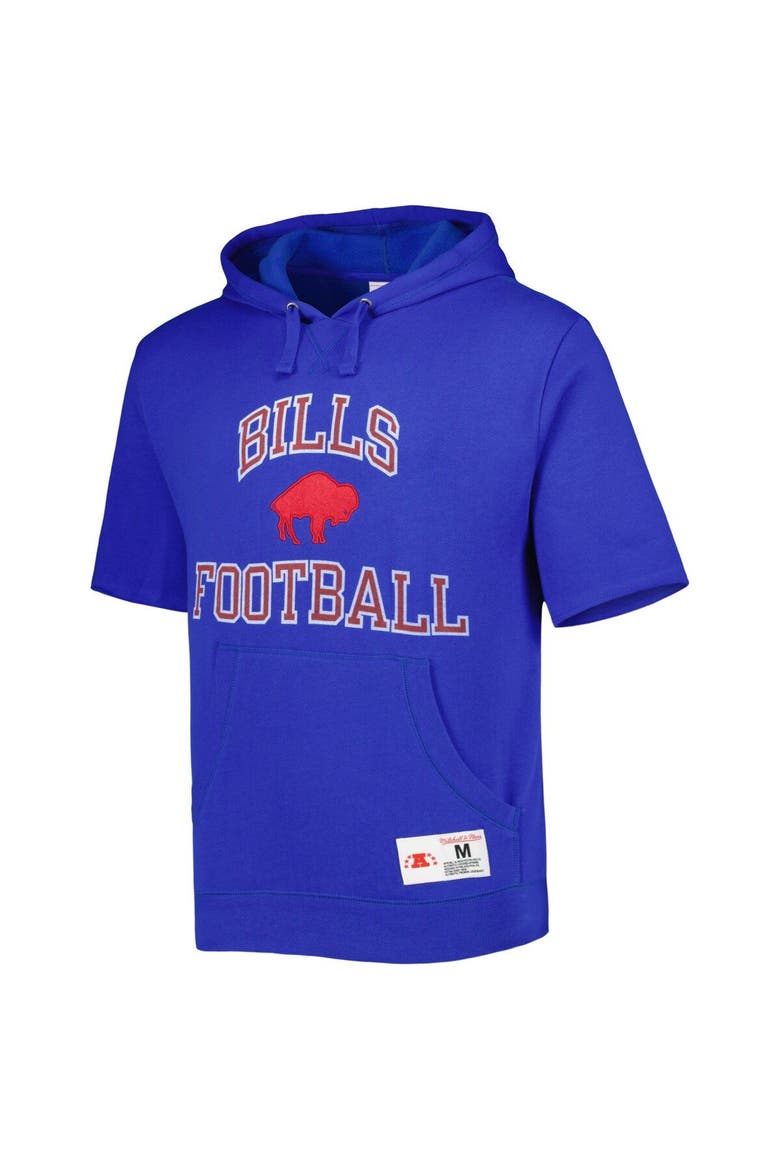 Men's Mitchell & Ness Royal Buffalo Bills Washed Short Sleeve Pullover Hoodie, Alternate, color, Royal