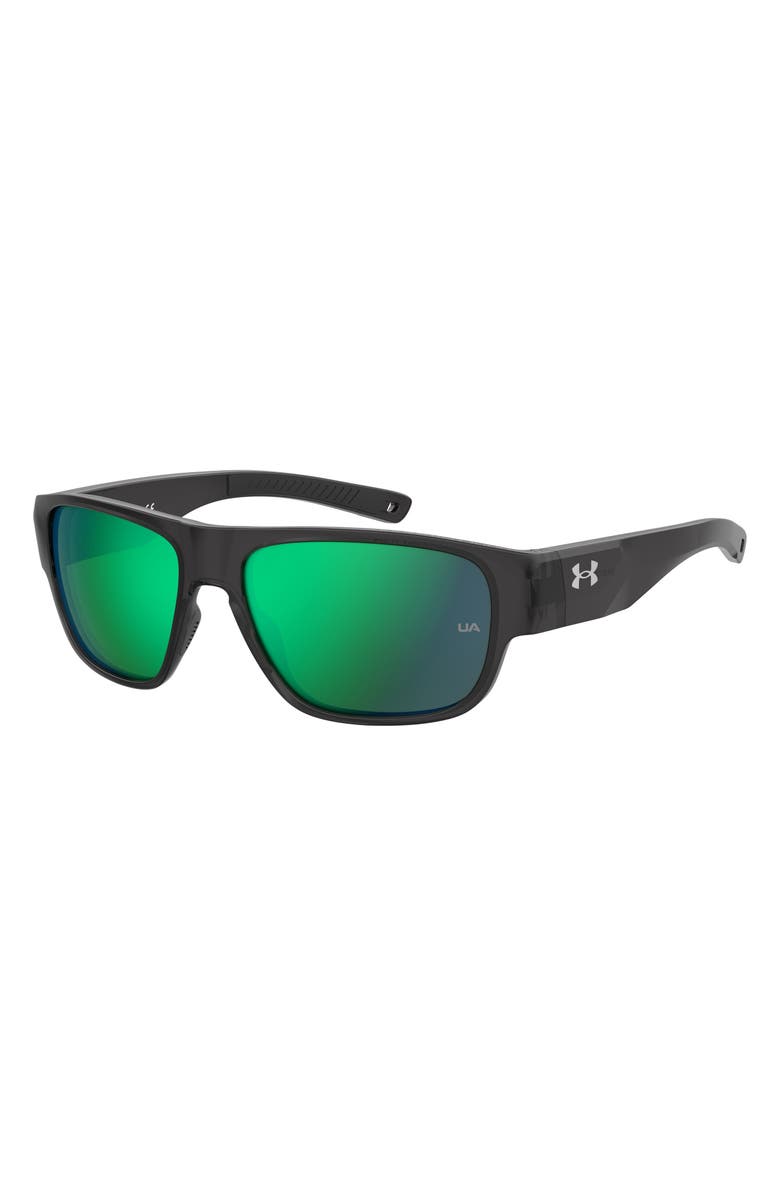 Under Armour 60mm Scorcher Square Sunglasses, Alternate, color, Grey Crystal