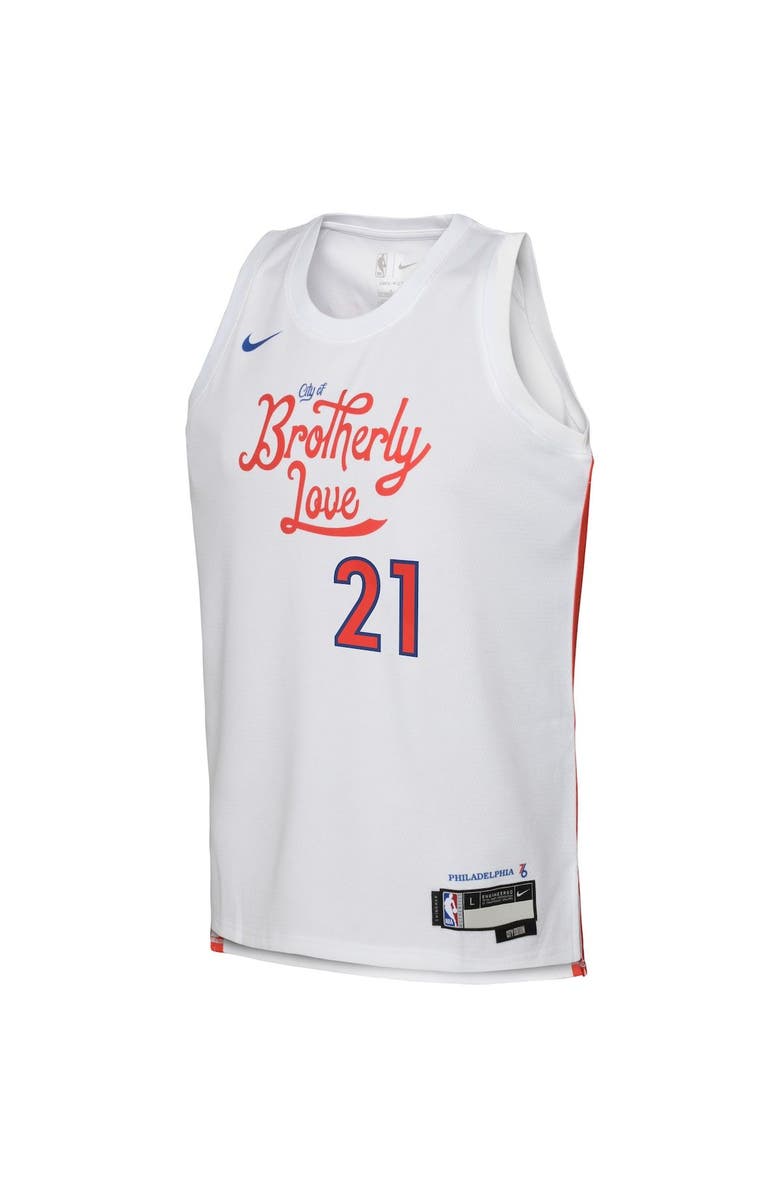 Nike Youth Nike Joel Embiid White Philadelphia 76ers 2022/23 Swingman Jersey - City Edition, Alternate, color,