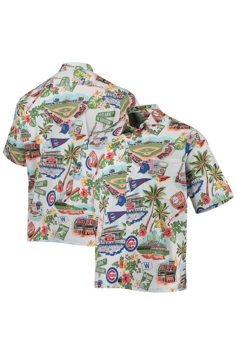 Men's Reyn Spooner White Chicago Cubs Scenic Button-Up Shirt, Main, color, White