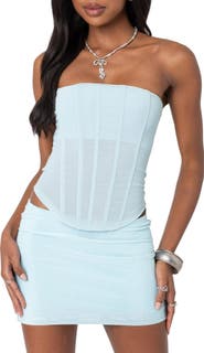 EDIKTED Vega Strapless Mesh Corset Top