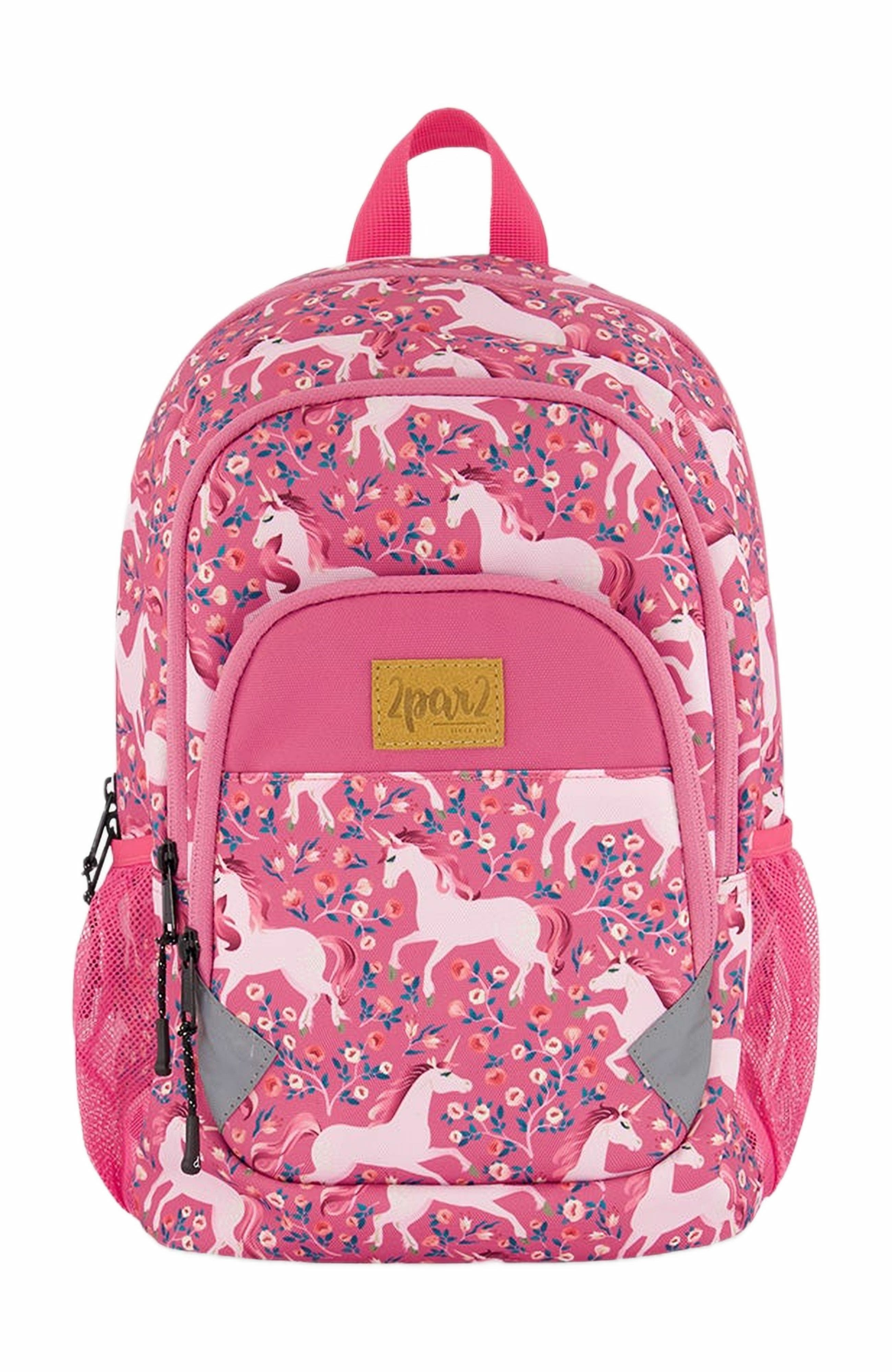 Deux par Deux Little Girl's Toddler Backpack Pink Printed Unicorn, Main, color, 