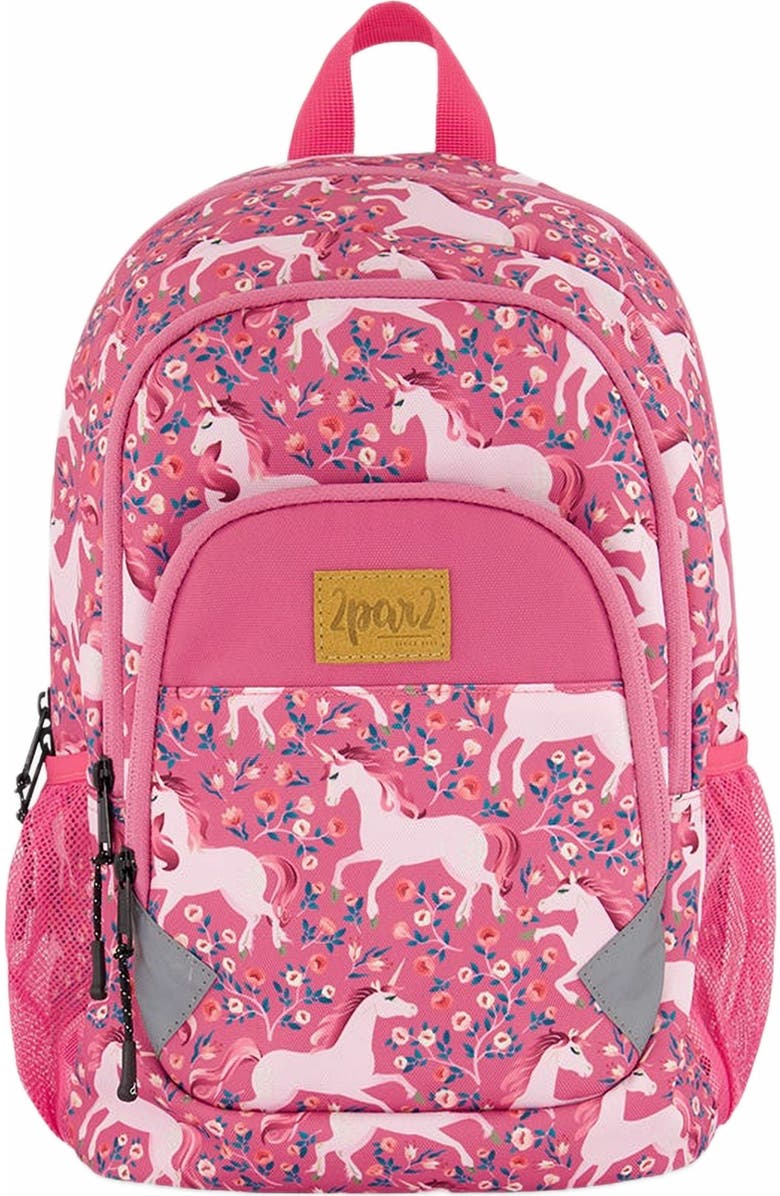 Deux par Deux Little Girl's Toddler Backpack Pink Printed Unicorn, Main, color,