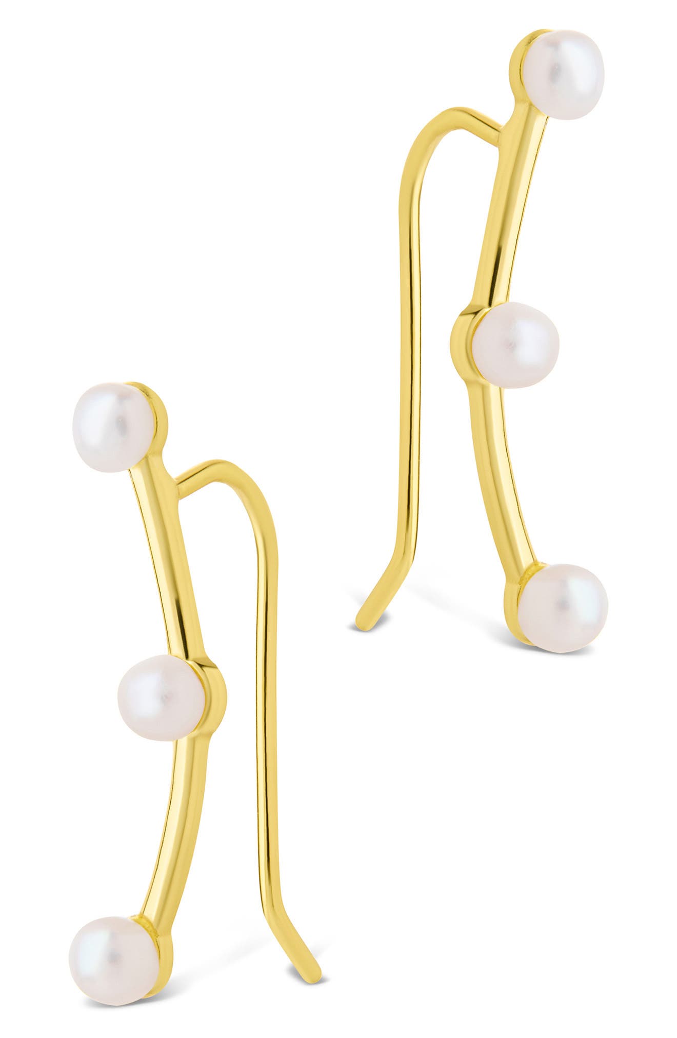 Sterling Forever Isabel Faux Pearl Trio Crawler Earrings