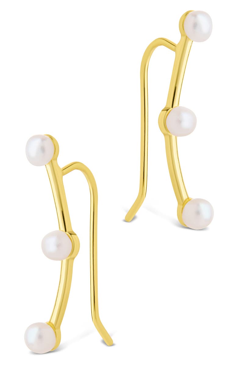 Sterling Forever Isabel Faux Pearl Trio Crawler Earrings, Main, color, Gold