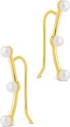 Sterling Forever Isabel Faux Pearl Trio Crawler Earrings