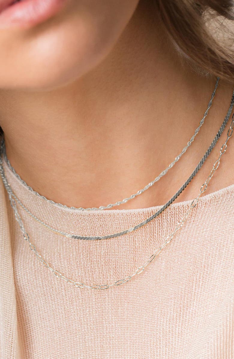 Bearfruit Jewelry Sterling Silver 18k Gold Plated Celine Chain Necklace, Alternate, color, Silver