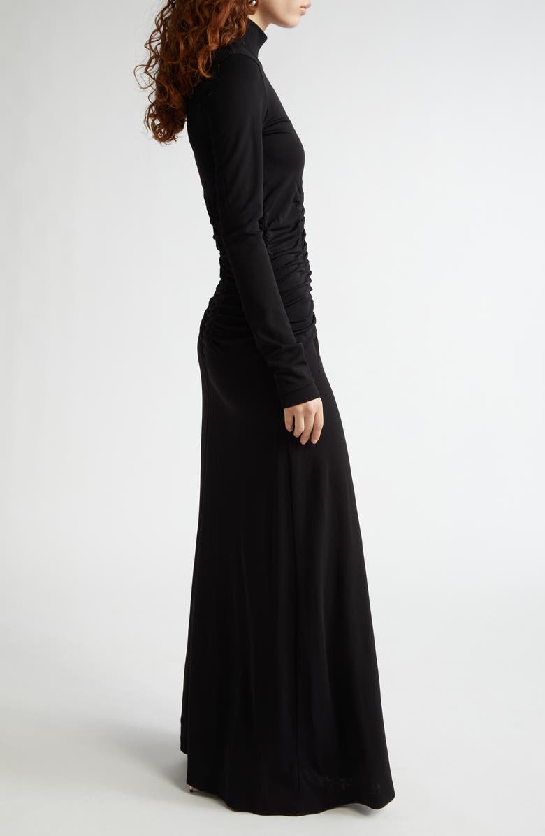 BITE Studios Ruched Long Sleeve Jersey Turtleneck Dress, Alternate, color, Black