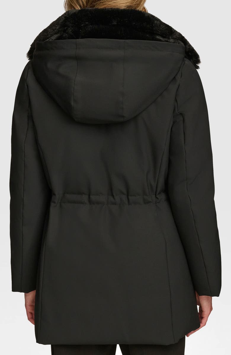 Donna Karan New York Lux Water Resistant Puffer Coat with Faux Fur Trim, Alternate, color, Black