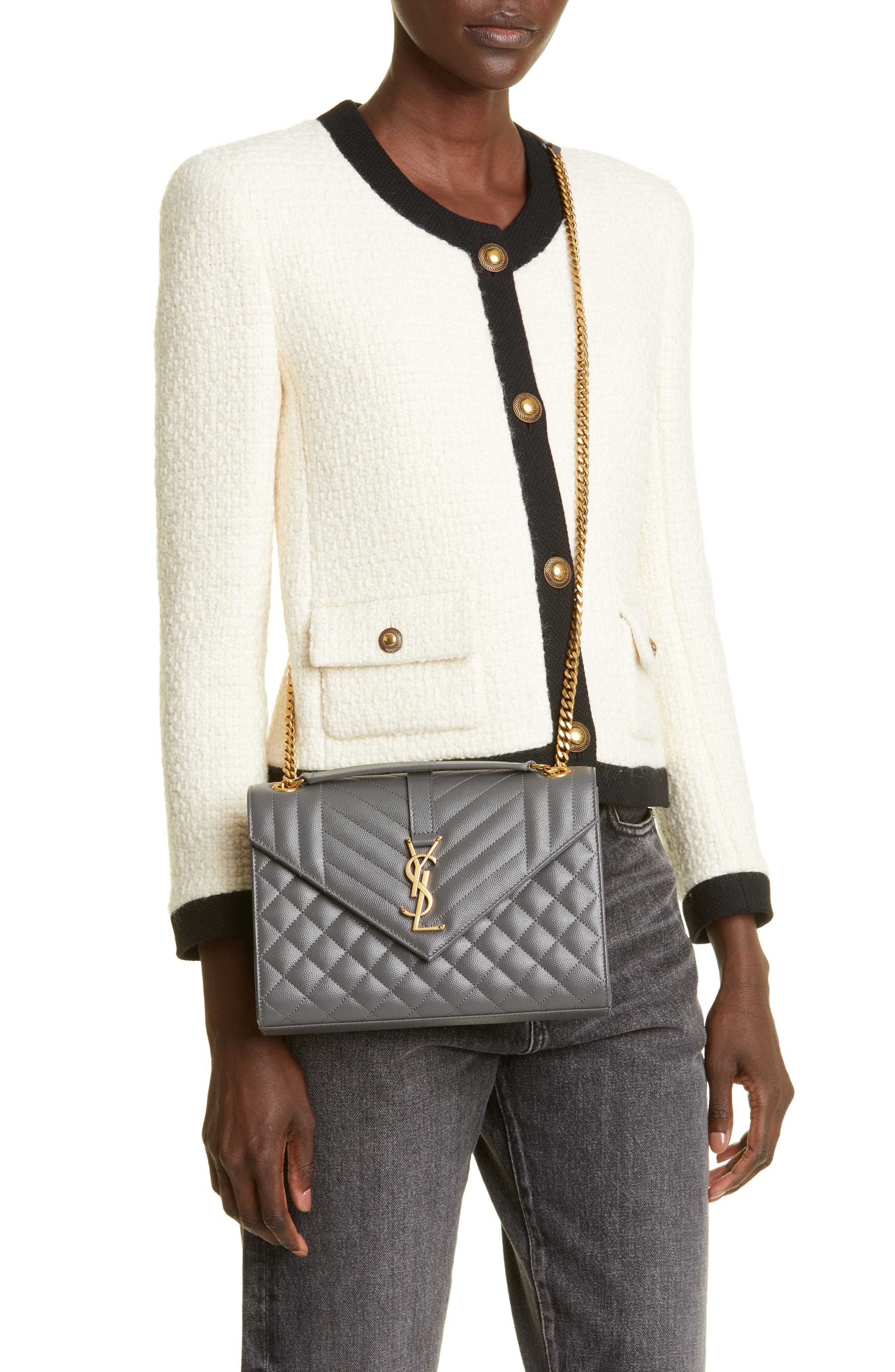 Saint Laurent Medium Cassandra Envelope Bag, Alternate, color, 