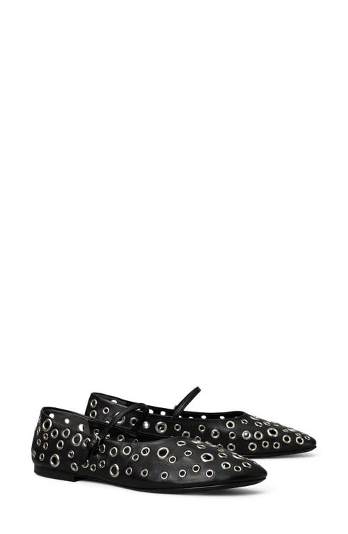 Shop Tory Burch Eyelet Mary Jane Ballet Flat In Perfect Black