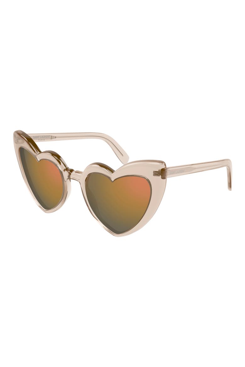 LouLou 52mm Mirrored Heart Sunglasses, Alternate, color, BEIGE