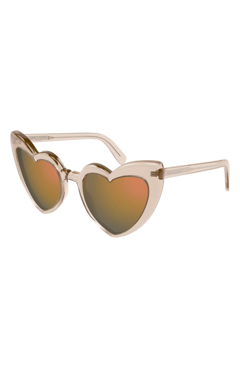 Saint Laurent LouLou 52mm Mirrored Heart Sunglasses, Alternate, color, 