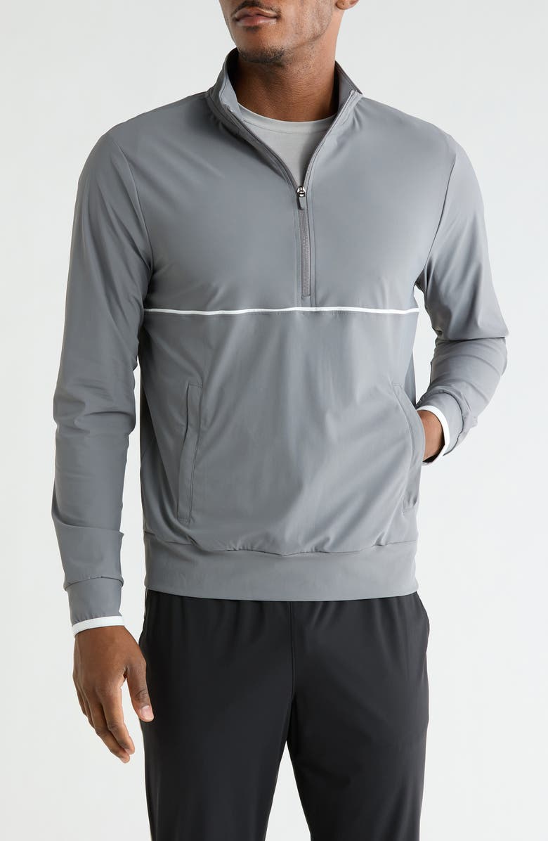 90 DEGREE BY REFLEX Warp x Preeminent Half Zip Sweatshirt, Main, color, Storm Cloud/ White