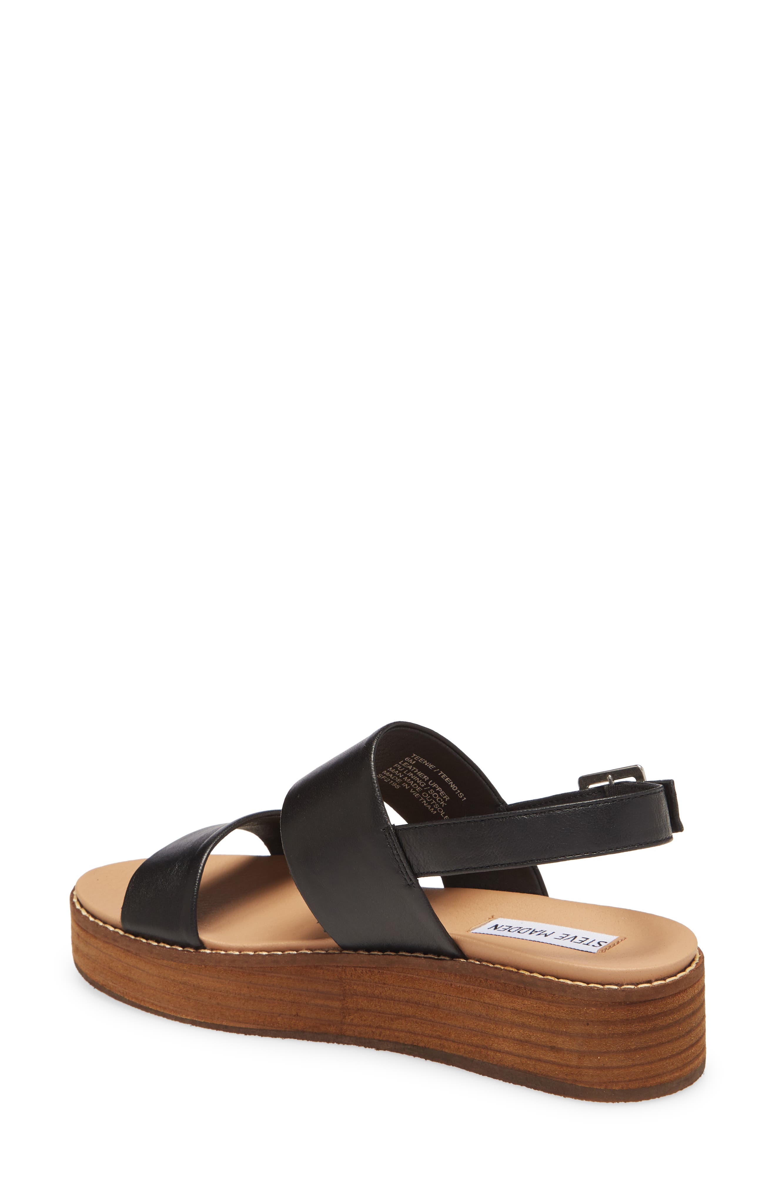 Teenie Sandal, Alternate, color, BLACK LEATHER