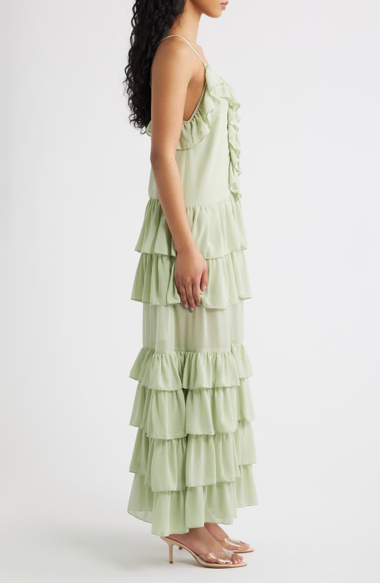 Torn by Ronny Kobo Orcadia Ruffle Maxi Dress, Alternate, color, Sage