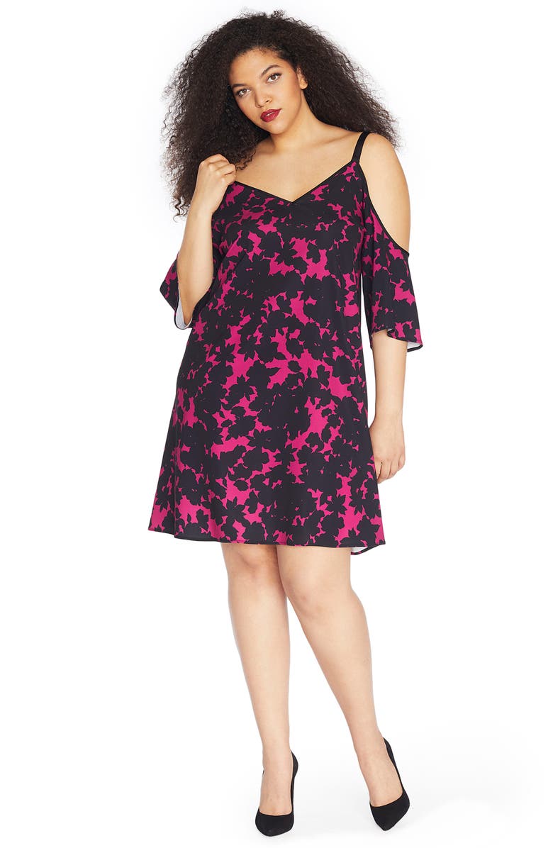 Rebel Wilson X Angels Cold Shoulder Crepe Dress, Alternate, color, 
