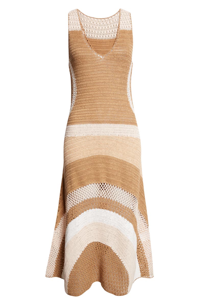 Ramy Brook Cadence Colorblock Crochet Midi Dress, Alternate, color, Sandstone Multi Colorblock